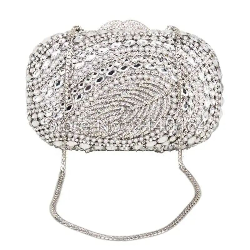 

Boutique silver Crystal Evening Bags Beaded Clutch Wedding Party Handbags Chain Shoulder Bag Cocktail Party Purse