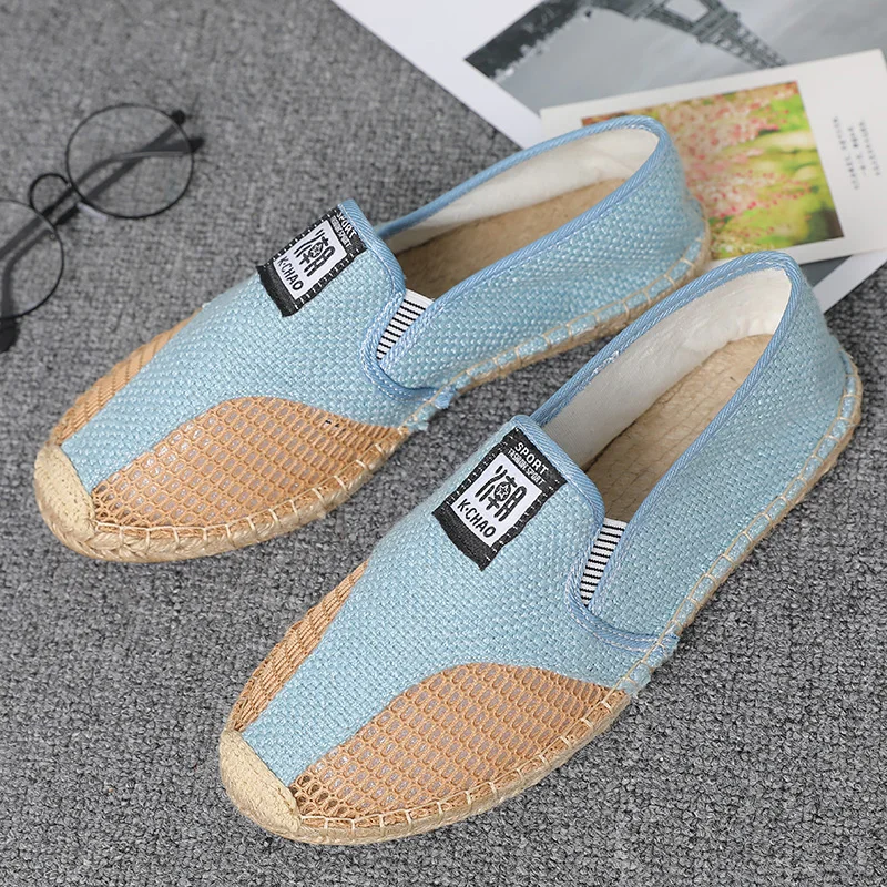 Breathable Men's Shoes Fashionable Casual Shoes Without Laces Comfortable Straw Braided Shoes