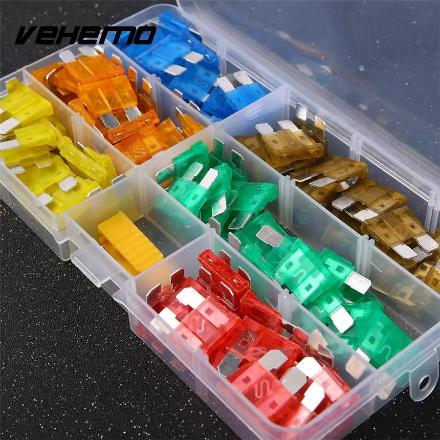 

Vehemo 120pcs Assorted Automotive Fuse Set Kit for Car Auto Van Motorcycle Boat Multicolor
