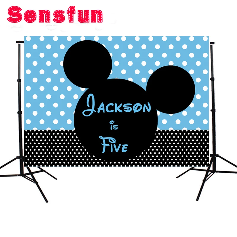 

Cartoon Mickey Minnie Mouse Custom Photography Studio Backgrounds Newborn First Birthday Party Photo Backdrops 7x5ft