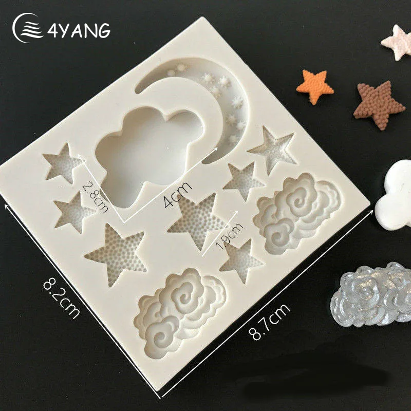 

4YANG Moon Stars Clouds Silicone Mold Kitchen Gadgets Home Fondant Tool Dessert Mold Gateau Embosseuse Moules Decoranting Cake