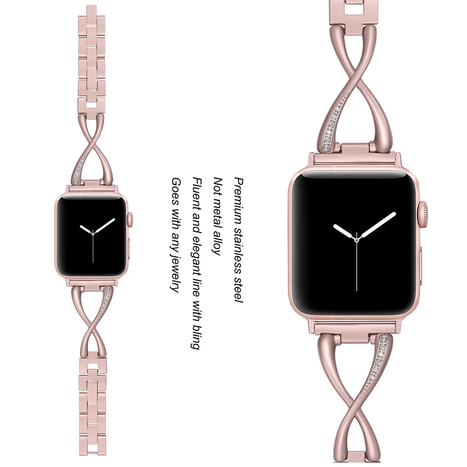 Женский ремешок для часов Apple, ремешок для часов 38 мм/42 мм/40 мм/44 мм, бриллиантовый ремешок из нержавеющей стали для iwatch серии 5 4 3 2 1, браслет