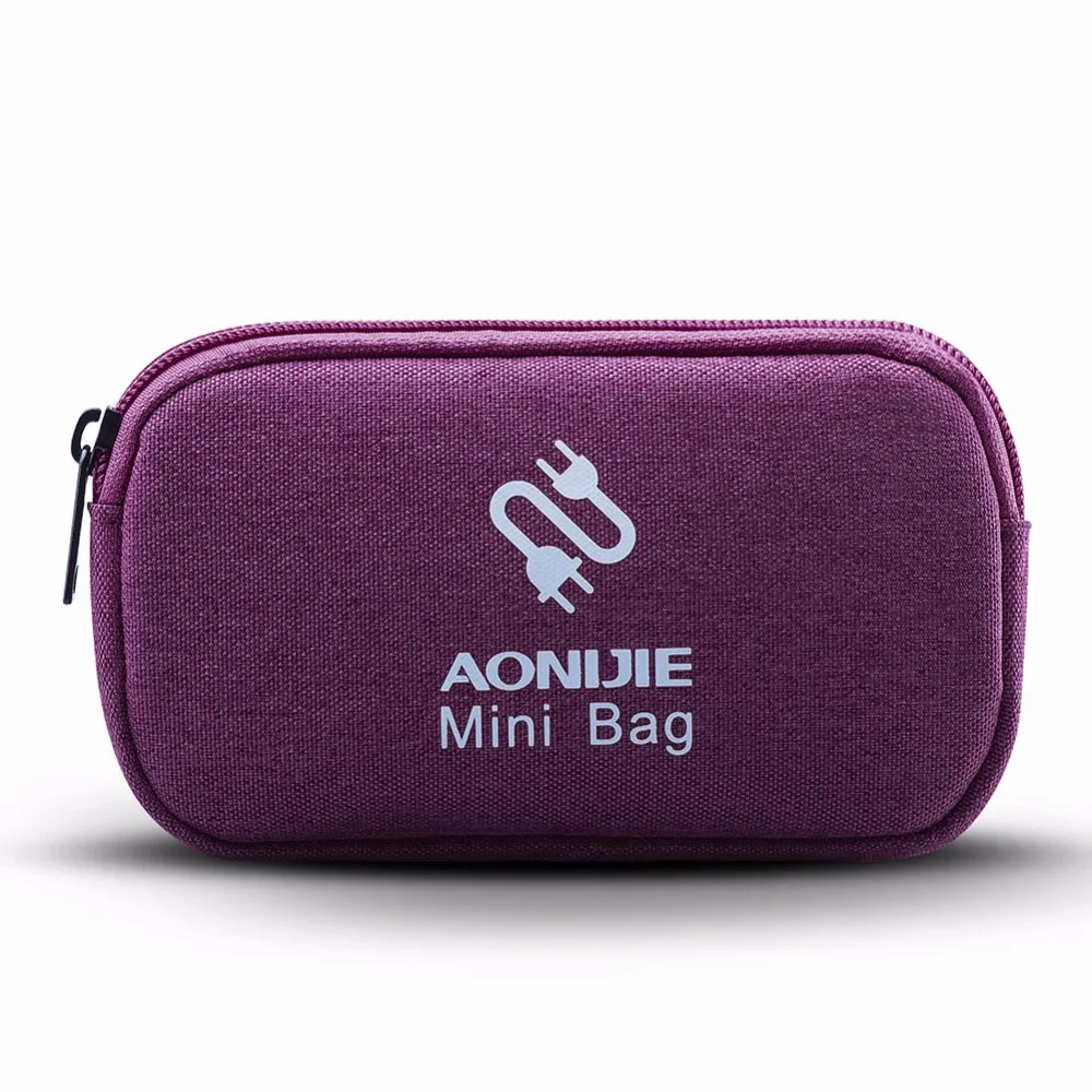 AONIJIE Водонепроницаемый Открытый Дорожная сумка для хранения данных кабель для передачи данных мобильный жесткий диск зарядное устройство U диск гарнитура коробка для хранения - Цвет: Purple