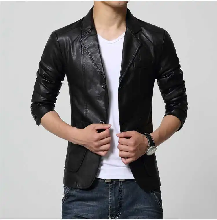 M 7XL Plus Size Washed Leather Suit Men'S Casual Leather Spring And ...