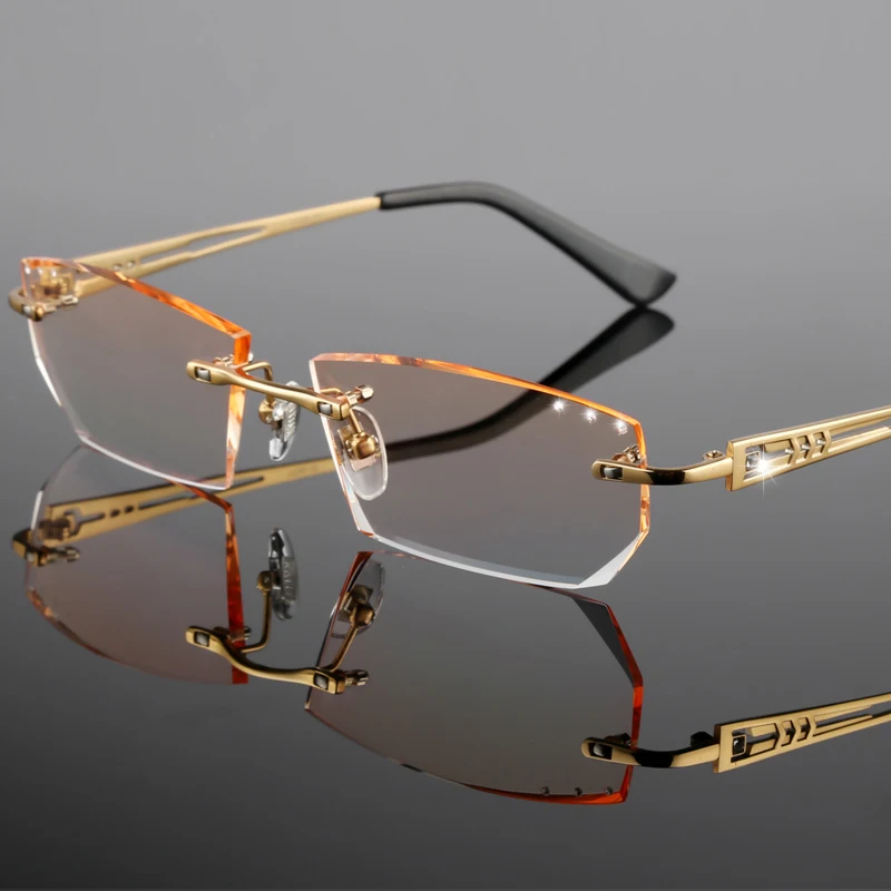 Brille Yj12 Brillen Business Optische Mode Myopie Männer Randlose Hyperopie Gläser Komplette Herren 5Bw1XF