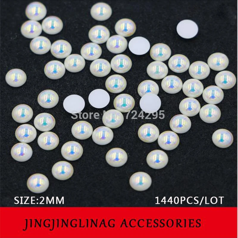 White AB/ Rainbow Color Half Pearl Iron-on Hotfix Rhinestones Resin material 1440pcs ss6 2MM RIANBOW COLOR FOR DRESS SOWOO | Дом и сад