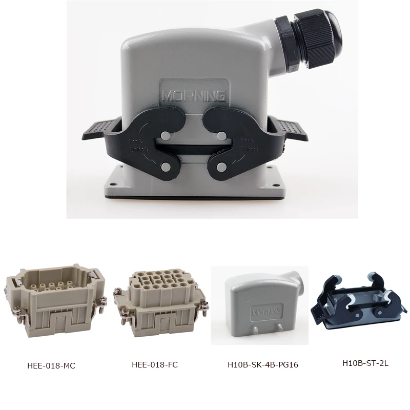 

HEE-018 18 pins 500V 16A heavy duty connector car-styling side entry hood insert