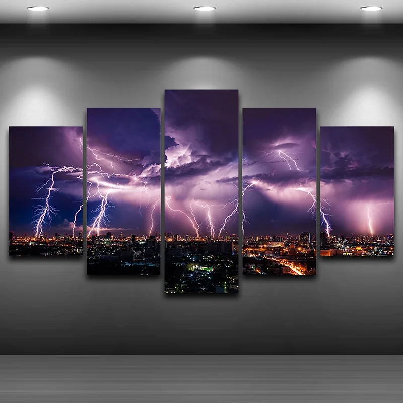 

Spray Oil Painting Decoration Framed wall art up picture Artistic Print Drawing on Canvas HD Printed Home Decor Lightning AE0564
