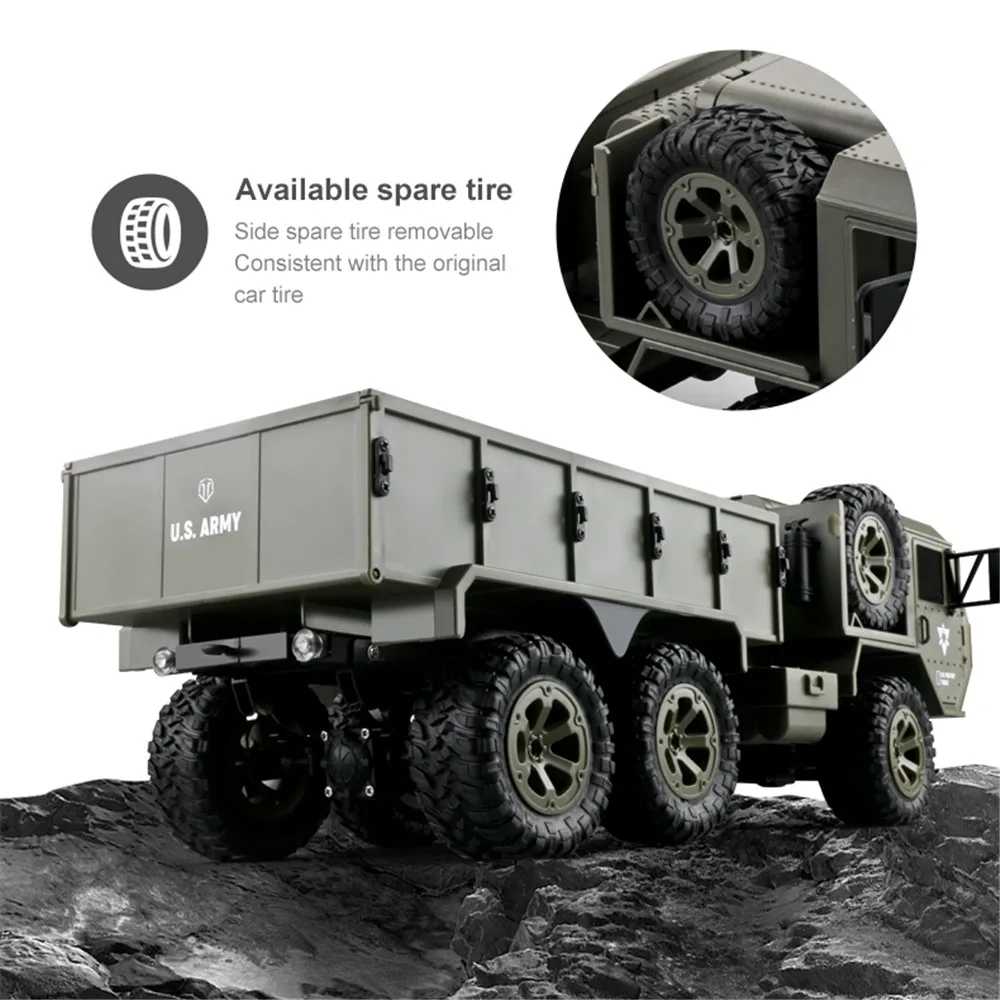 

RC Trucks Remote Control Toys Six-drive military card metal DIY modified model car 2.4G ABS/alloy army green kids children toy