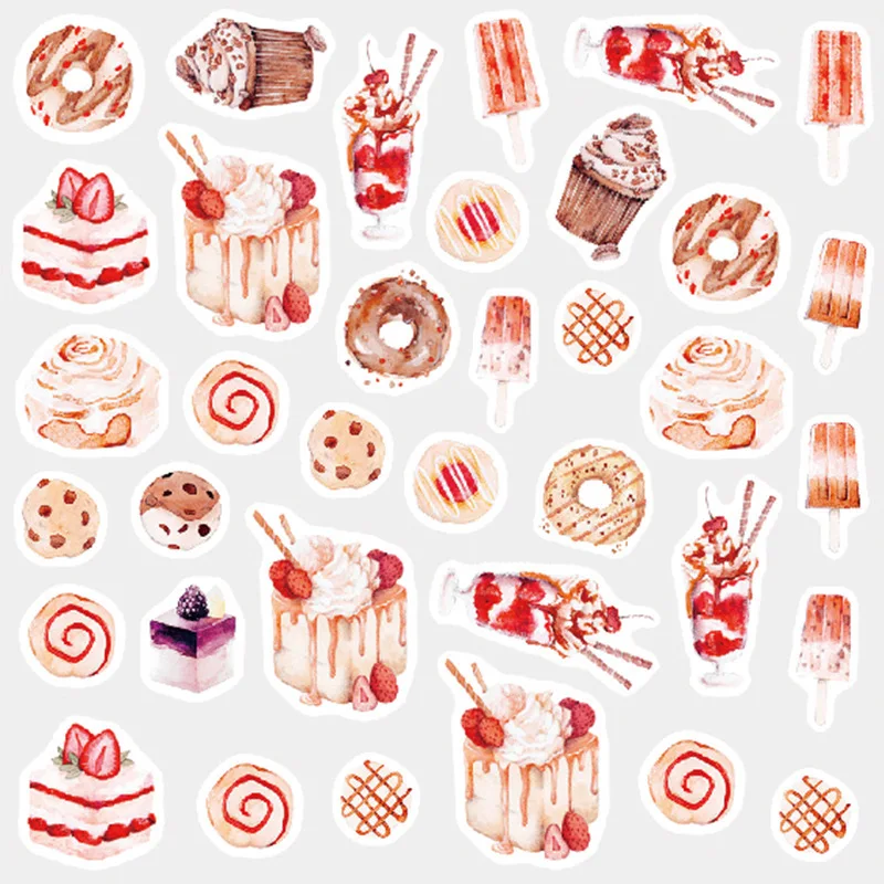 

Creative Food Cake Stickers Cute Diary Decoration Label Paper Stickers Pack DIY Stickers kids gift school supplies escolar