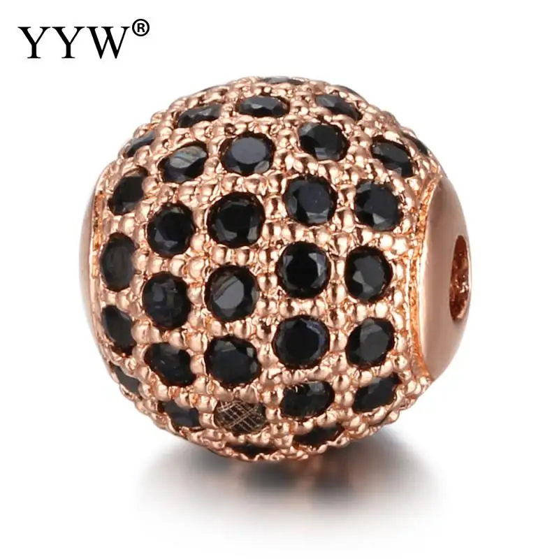 

YYW 5pcs/Lot 8mm 10mm Luxury Micro Pave AAA+ Zircon European Spacer Beads For Bracelet Making Jewelry Round Ball Shape Charms