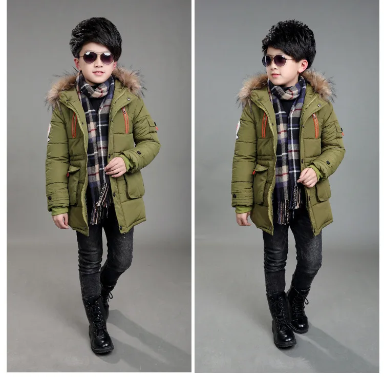 Зимняя куртка-парка для маленьких мальчиков пуховая куртка для детей от 5 до 14 лет Детское пуховое пальто с капюшоном в стиле пэчворк на зиму и осень зимняя куртка теплая детская одежда