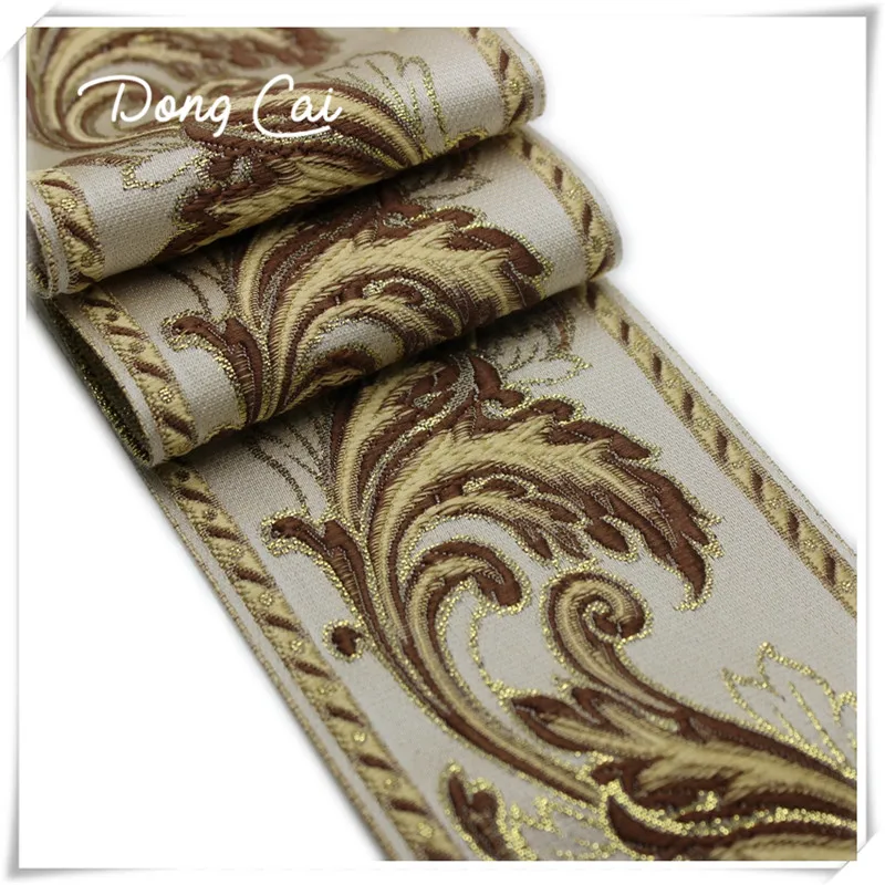 

5 yards/lot Width9CM Golden classical curtain Trim Ribbon DIY Valance Stage webbing ethnic costume jacquard ribbon woven webbing