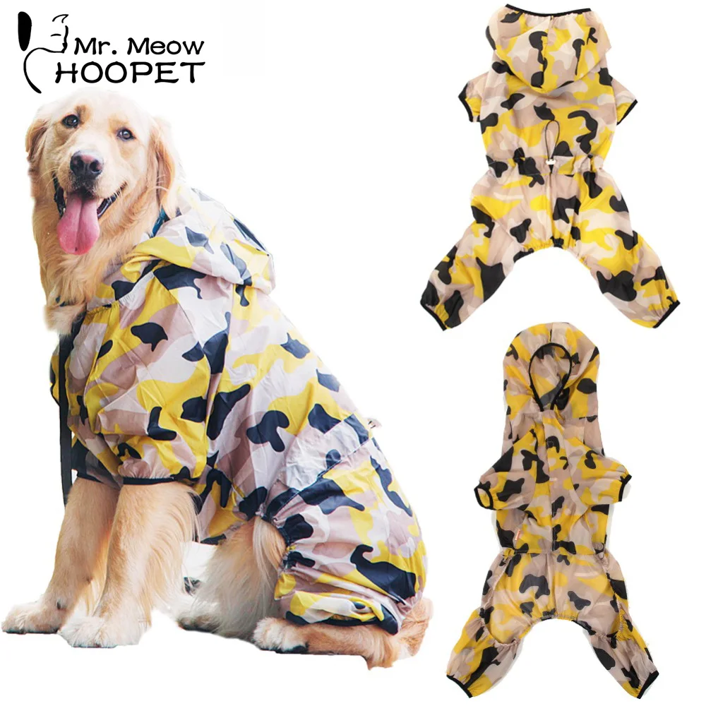 Hoopet желтая камуфляжная куртка для питомцев большая собака УФ Защита от солнца быстросохнущая тонкая прозрачная куртка для щенков пальто с капюшоном