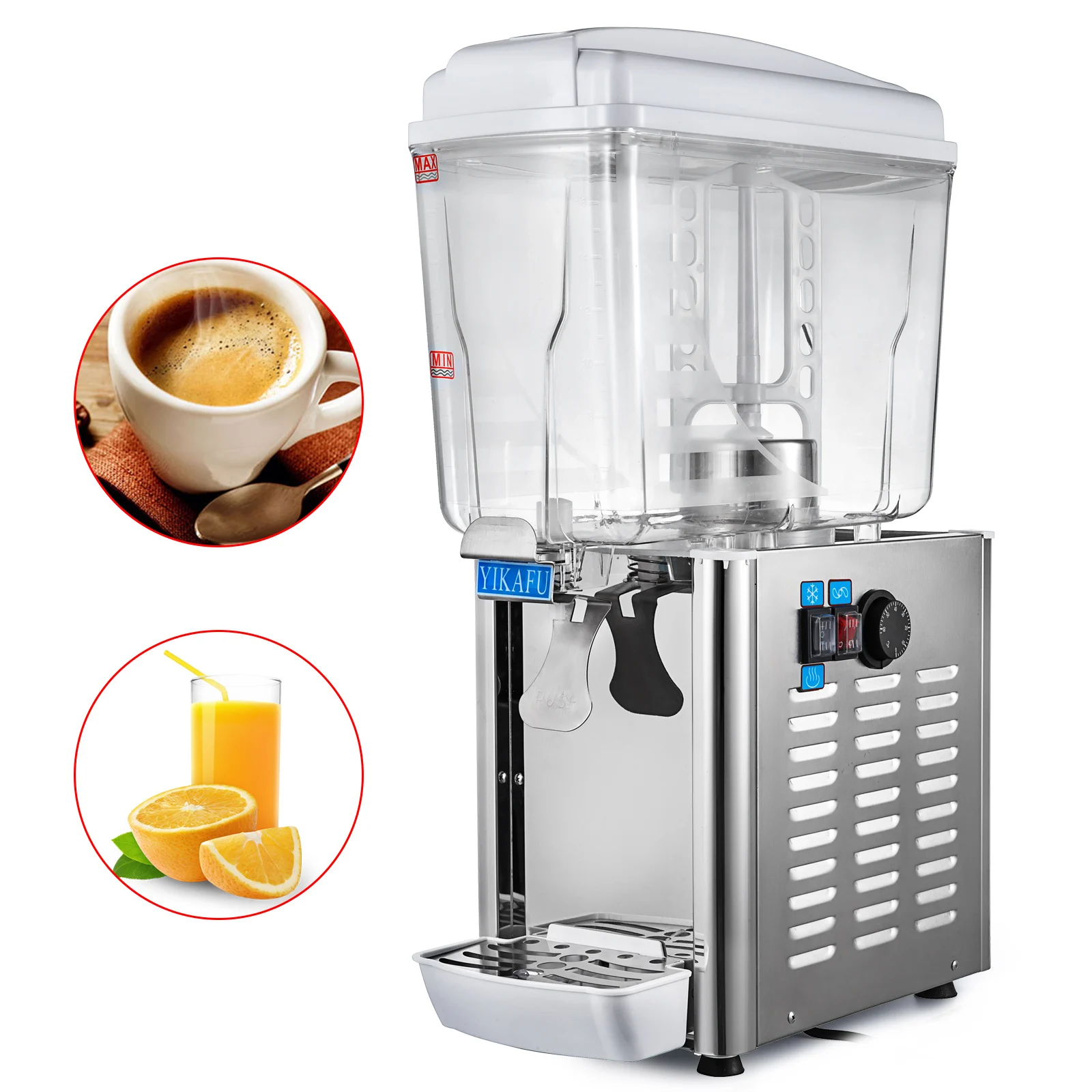 Classic Bubbler Style Commercial 18L 4.75Gal Hot Cold Drink Juice Dispenser Beverage Milk Juicer