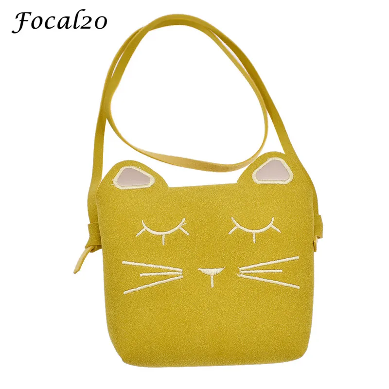 Focal20 PU Leather Cat Shape Embroidery Women Shoulder Bag Cute Sweet