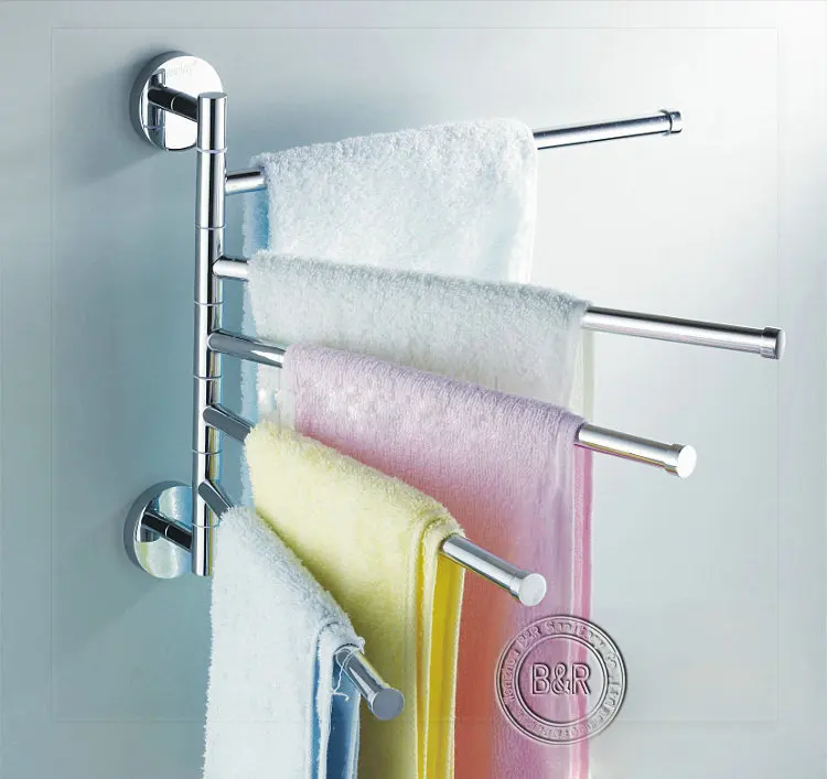 bamboo bathroom Freeshipping B&ampR Fashionable space aluminum 5 bars flexible 180 degree rotating moving Towel rack towel rail tow |