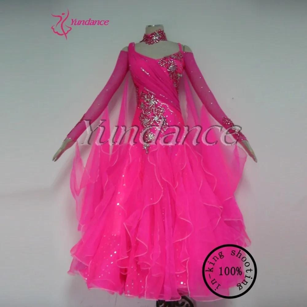 Таможня розовые Бальные современный платье для танцев B-11627