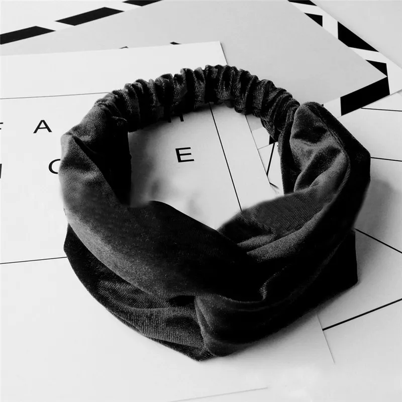 1PC Velvet Knot Headband Noble Scrunchy Twist Hair Band Turban Hairdband Bandage On Head For Women - Color: B