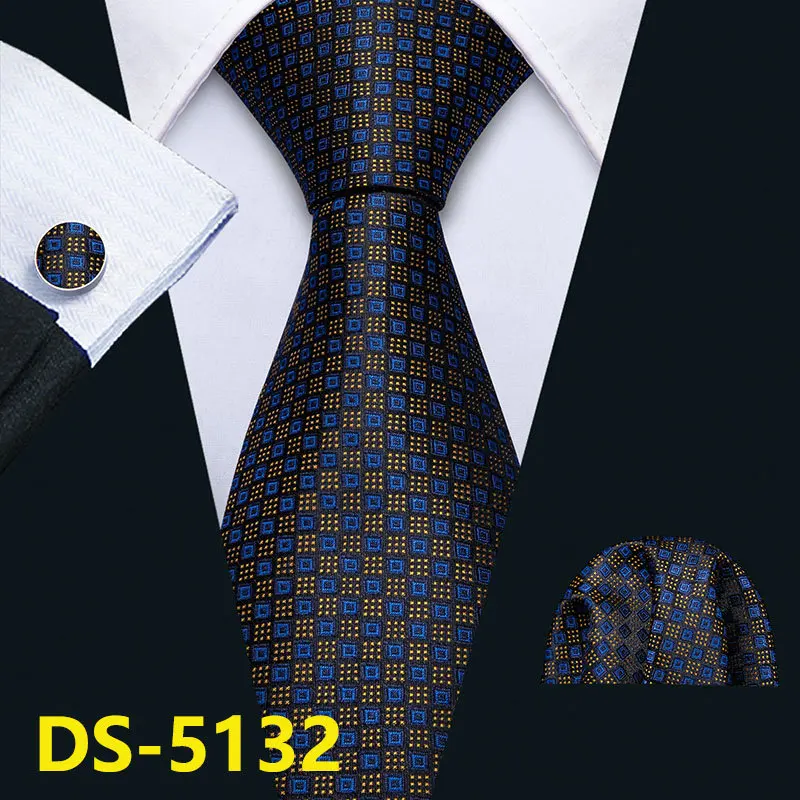 DS-5132 Мужской галстук, золотой, темно-синий, в полоску, шелк, галстук Barry. Wang, 3,4 дюймов, жаккардовые, вечерние, свадебные, тканые, модные, дизайнерские, галстук для мужчин, DS-5032 - Цвет: DS-5132
