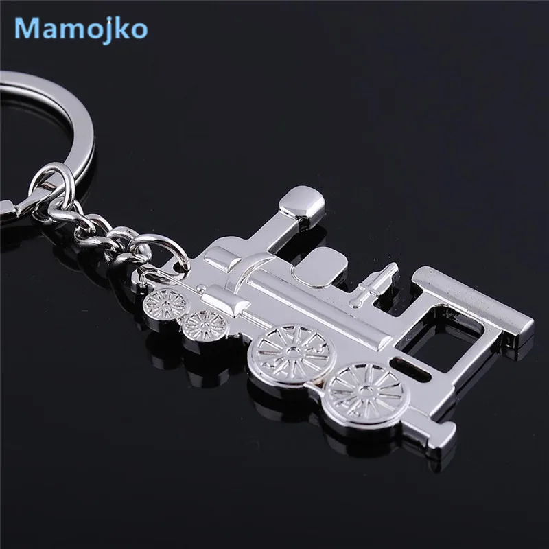 

Mamojko Simple Railway Engine Key Chain Fashion Bag Buckle Key Holder For Man Women Charm HandBag Pendant Key Ring Gifts