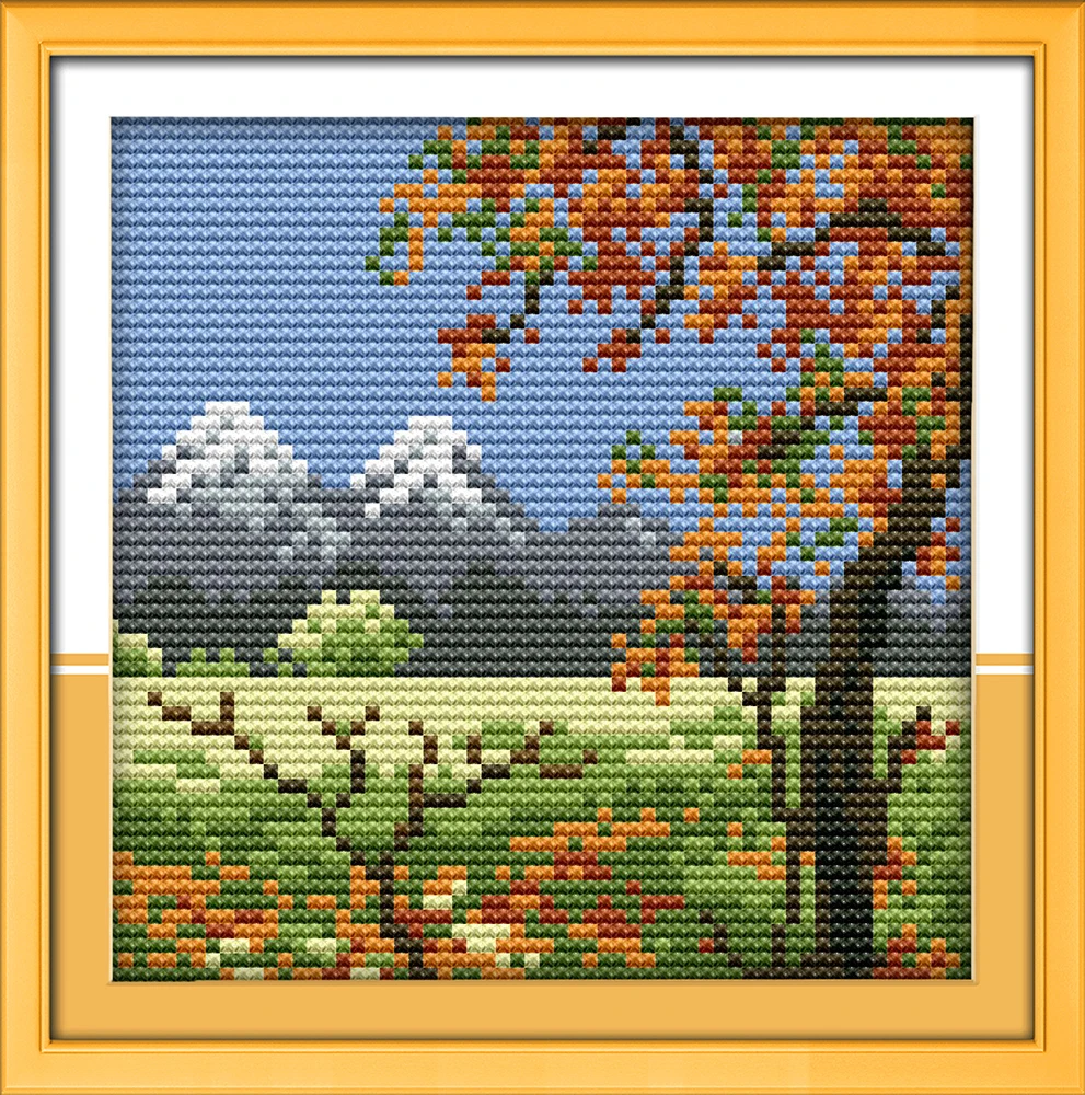 

New Four seasons in the countryside (autumn) Cross Stitch kits DMC 14ct white 11ct print embroidery DIY handmade needlework wall