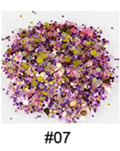 10 г/баночка 1мм-2мм-3мм Смешанные Красочные Блестки Дизайн ногтей голографические флаконы порошок для украшения ногтей блестящие цвета MA01-3 - Цвет: 7
