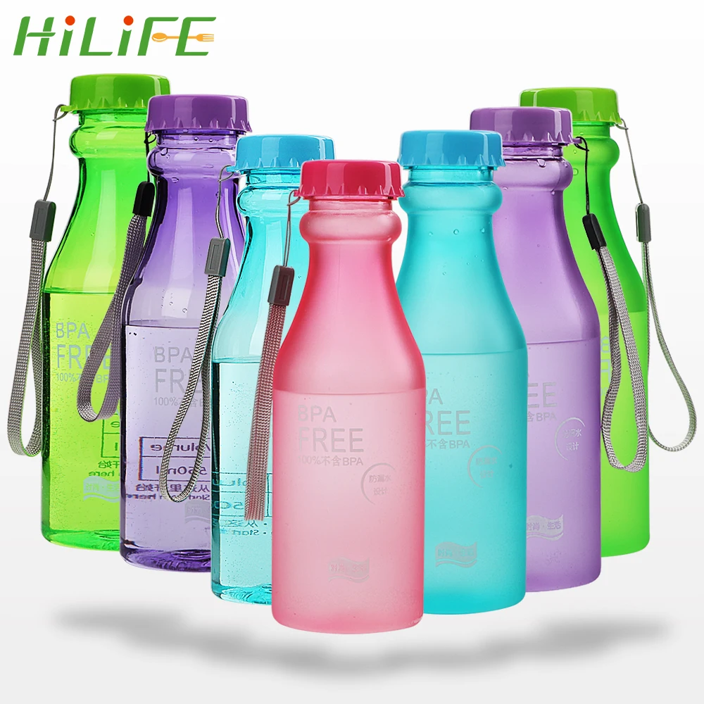 

HILIFE Leak-proof BPA Free for Travel Camping Yoga Running Sports Frosted Water Bottle 550ml Candy Colors Juice Drinking Bottle