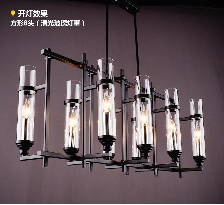 

AC100-240V American Industrial Art Vintage wrought iron candle chandelier Nordic minimalist modern living room restaurant lights