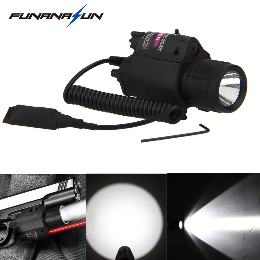 

Tactical Red Laser Sight LED Flashlight Combo 3 Type of Switch Mode for Black Airsoft Handgun 20mm Picatinny Rail