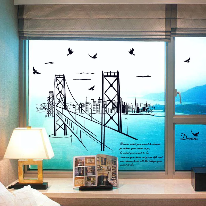 Creative San Francisco Bridge PVC Wall Stickers Vintage Poster ... Creative San Francisco Bridge PVC Wall Stickers Vintage Poster ...