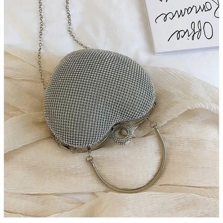 Женская сумка-клатч в форме сердца, роскошный свадебный кошелек с бриллиантами, сумочки, дневные клатчи с кольцом на палец, маленькая сумка на плечо с цепочкой, ZD1275