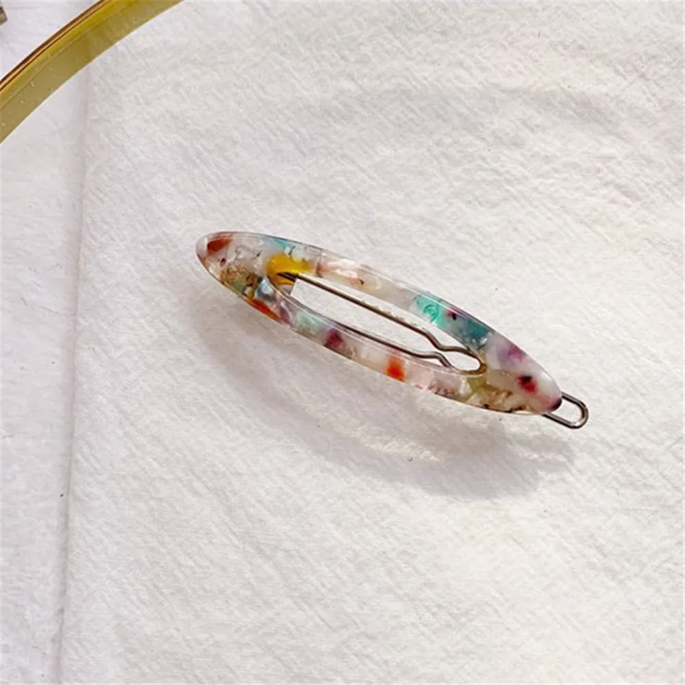 multicolor 1 шт. корейские винтажные уксусная кислота Акриловые зажимы для волос геометрические полые овальные мраморные шпильки аксессуары для волос для женщин - Color: multicolor