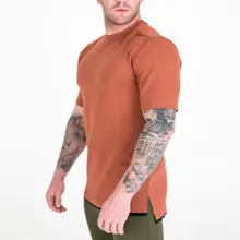 Футболка для бега мужская летняя фитнес для мышц Brothers хлопковая футболка с коротким рукавом дышащая мужская Бодибилдинг Спорт Одежда