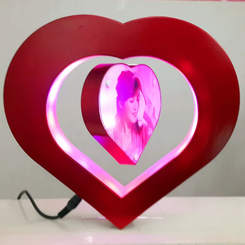 Heart Shape levitation floating photo frame novelty gift led