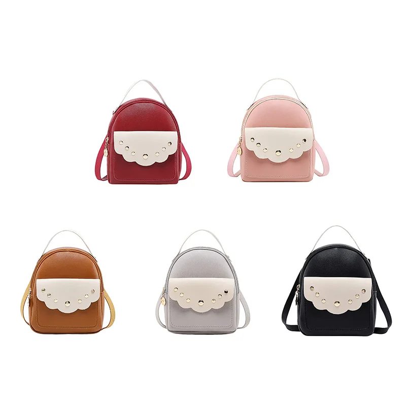 

2019 New Sweet Mini Casual Rivet Backpack Wear-resistant PU Bag for Students Travel Shopping LBY2019