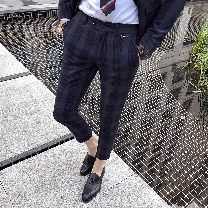 

2018 New Plaid Pants Men's Pants Men's British West Pants