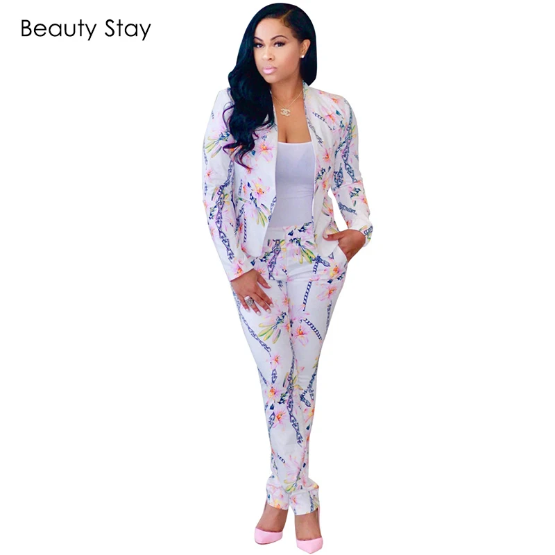 BeautyStay осень зима с цветочным принтом Для женщин устанавливает сексуальный