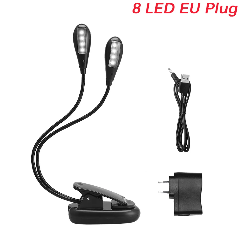 

AGM 8 LEDs Book Light Table Lamp LED Reading Lamp Rechargeable Booklight Flexible Clip Book Sheet Study Desk Lights For Kindle