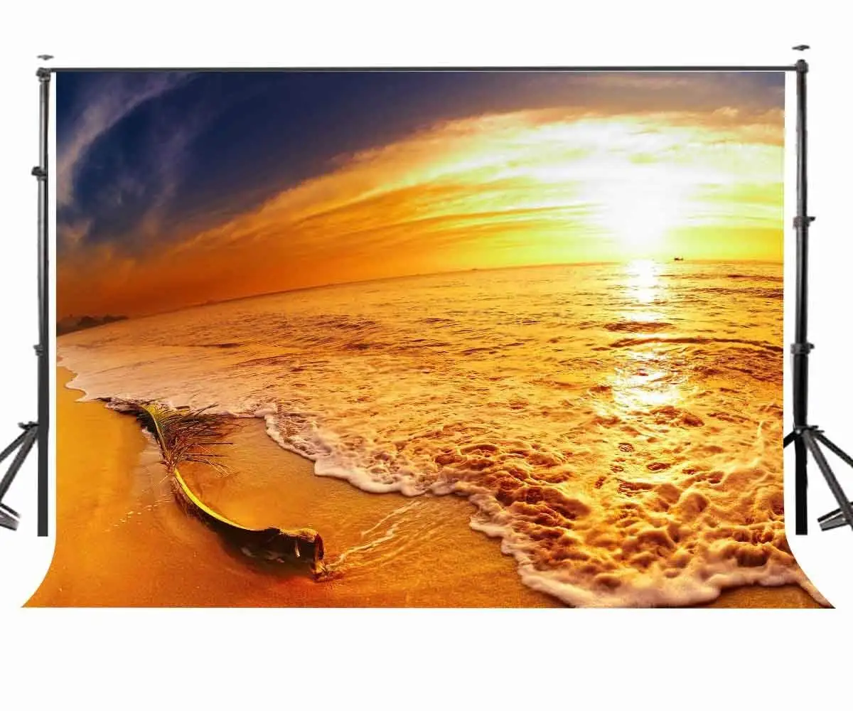 

7x5ft Golden Waves Photography Background Seaside Beach Pattern Photo Backdrop Studio Props