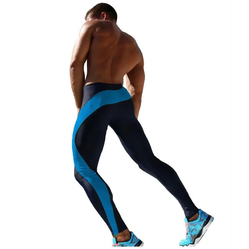 Мужские Компрессионные спортивные штаны для бега, специально разработанные мужские шаровары из полиэстера, спортивные штаны - Цвет: Blue