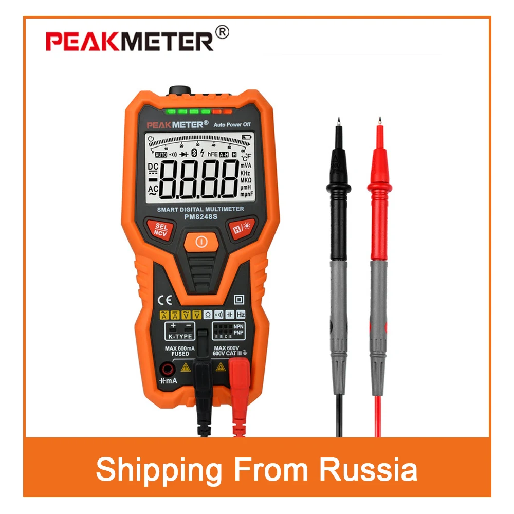 PEAKMETER PM8248S Цифровой мультиметр зажим для мультиметров измеритель емкости Транзистор тестер