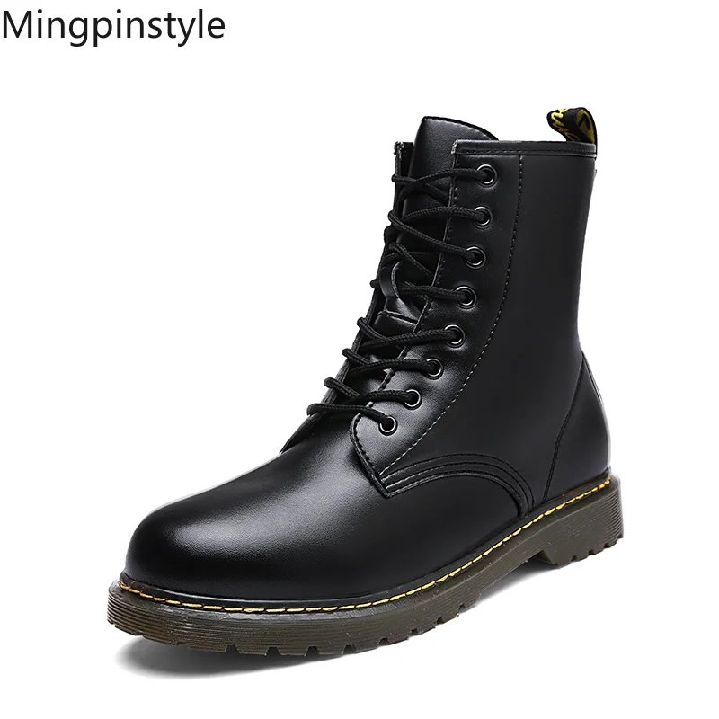 

Mingpinstyle 2018 Men Boots Military Boots Black Claret Cross-tied Young People Autumn New Casual Men Shoes