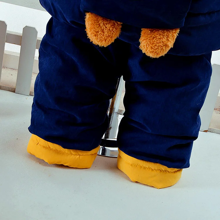 Зимний комплект одежды для маленьких мальчиков, русский теплый модный милый костюм с изображением медведя, комплекты для маленьких мальчиков, детские спортивные куртки и штаны