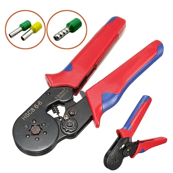 

Economic Six Mandrel Ratchet Ferrule Crimper Plier HSC8 6-6 Crimp AWG23-10 Wire Connector 1pc