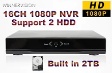 16Channel Network Video Recorder Surveillance 16Ch NVR Cloud P2P with 2TB HDD ONVIF 2.0 For IP Camera System 1080P/960P/720P