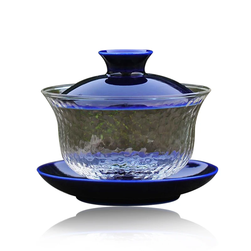 9x9.5cm Porcelain +Glass Gaiwan Teapot Ceramic Green Tea Gaiwan Puer