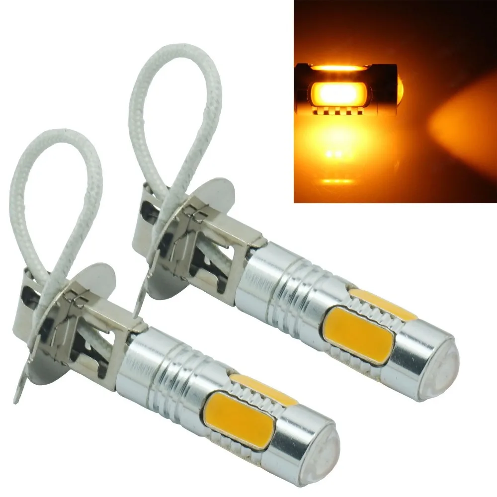 

2X H3 7.5W 2pcs High Power LED Car Lights Headlight Super Bright Auto Fog Lamp COB 12V led Amber Yellow Bulbs