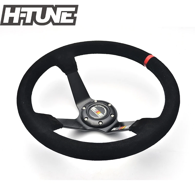 H TUNE 14inch RALLIART Universal Suede Leather Auto Sport Steering