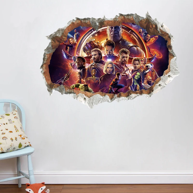 

3D Movie The Avengers Captain Smashed Wall Stickers For Home Decoration Accessories Kids Room Decor PVC Mural Wall Art Decals